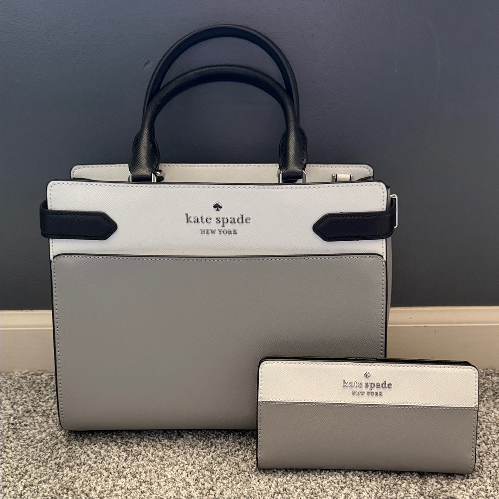 Kate Spade Black and Gray Satchel with Wallet